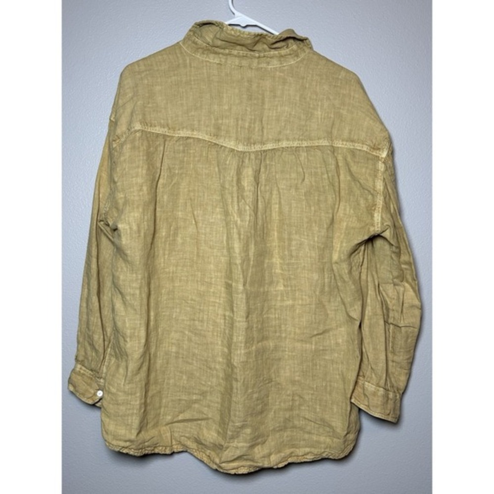 Sundance Roaming Free golden‎ biege Linen LS Blouse Medium V Neck Resort Wear - Picture 7 of 8